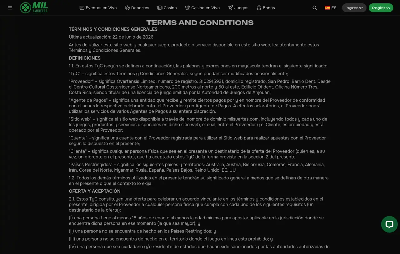 Bonificación de bienvenida y condiciones